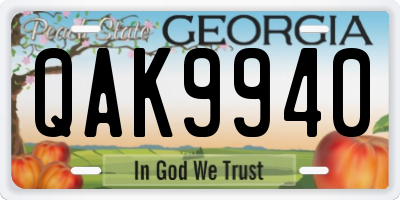 GA license plate QAK9940