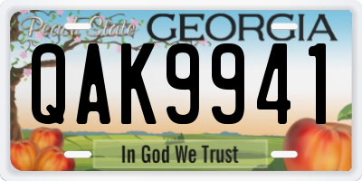 GA license plate QAK9941