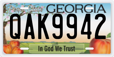 GA license plate QAK9942