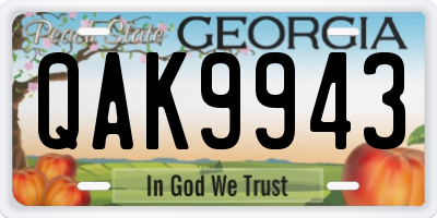 GA license plate QAK9943