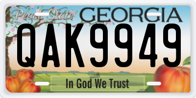 GA license plate QAK9949