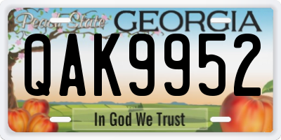 GA license plate QAK9952
