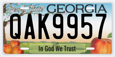 GA license plate QAK9957