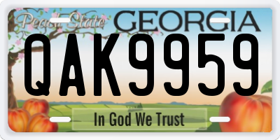 GA license plate QAK9959