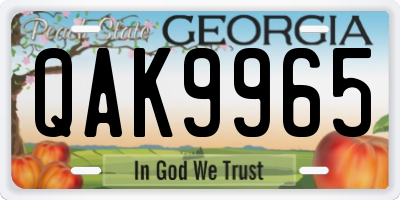 GA license plate QAK9965