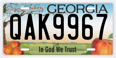 GA license plate QAK9967