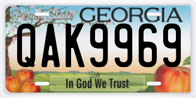 GA license plate QAK9969
