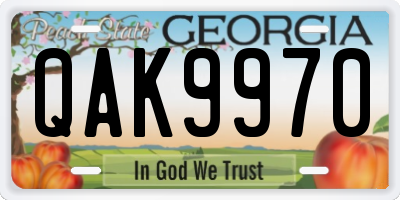 GA license plate QAK9970