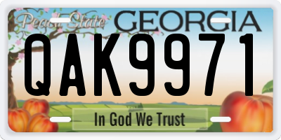 GA license plate QAK9971