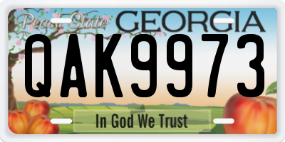 GA license plate QAK9973