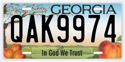 GA license plate QAK9974