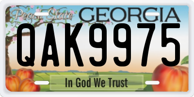 GA license plate QAK9975