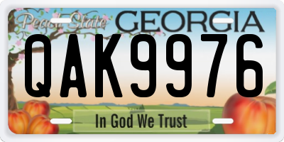 GA license plate QAK9976