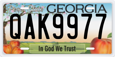 GA license plate QAK9977