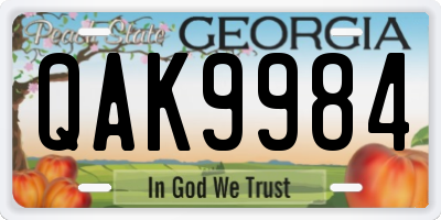 GA license plate QAK9984