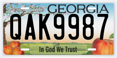 GA license plate QAK9987