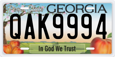 GA license plate QAK9994