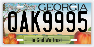 GA license plate QAK9995