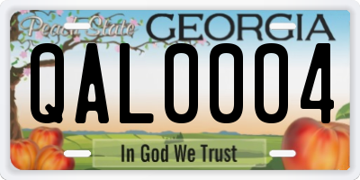 GA license plate QAL0004