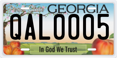 GA license plate QAL0005