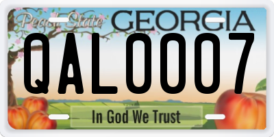 GA license plate QAL0007