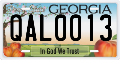 GA license plate QAL0013
