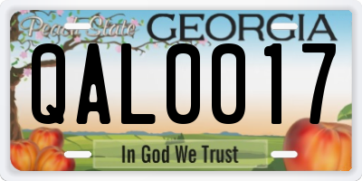 GA license plate QAL0017