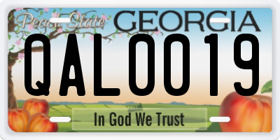 GA license plate QAL0019