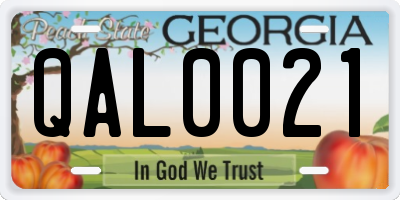 GA license plate QAL0021