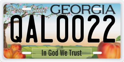 GA license plate QAL0022