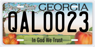GA license plate QAL0023