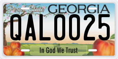GA license plate QAL0025