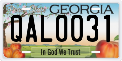 GA license plate QAL0031