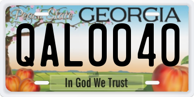 GA license plate QAL0040