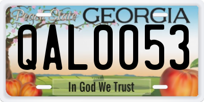 GA license plate QAL0053