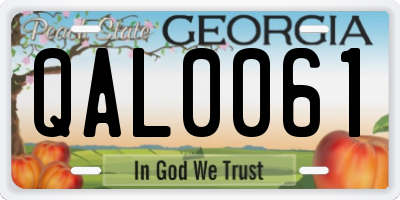 GA license plate QAL0061