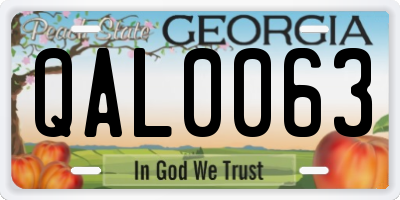 GA license plate QAL0063