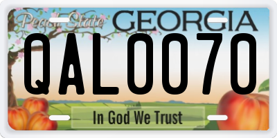 GA license plate QAL0070