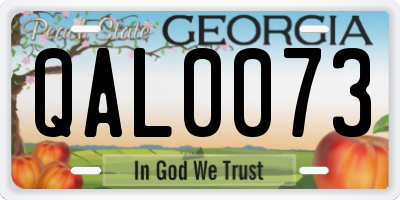 GA license plate QAL0073