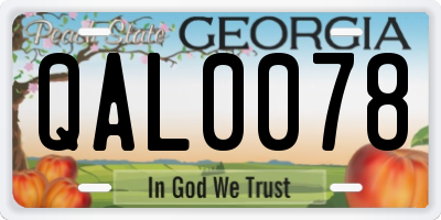 GA license plate QAL0078