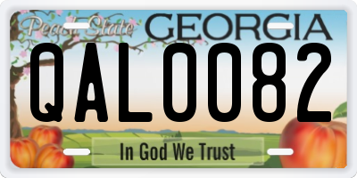GA license plate QAL0082