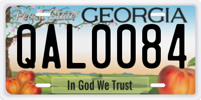 GA license plate QAL0084