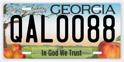 GA license plate QAL0088