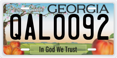 GA license plate QAL0092