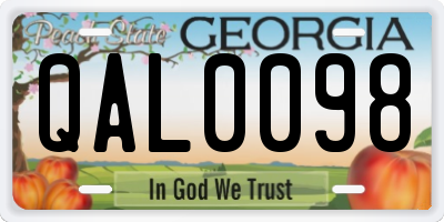 GA license plate QAL0098