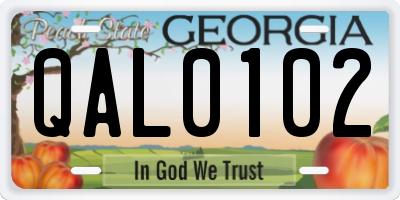 GA license plate QAL0102