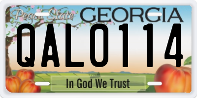 GA license plate QAL0114