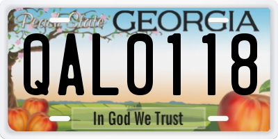 GA license plate QAL0118