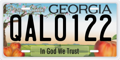 GA license plate QAL0122