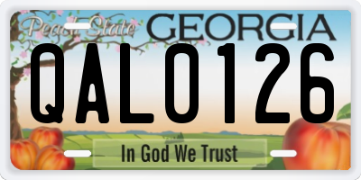GA license plate QAL0126